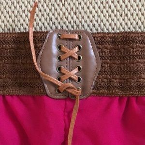 Pink Belted Wide Leg Pants